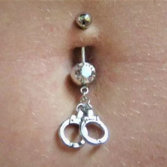 Navel & Nipple Piercing ~ Law Enforcement Handcuffs ~ Silver ~ Set - Picture 3 of 6